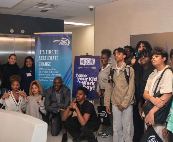 Students at an Accelerate Auto Take Our Kids to Work day